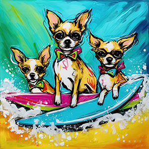 Chihuahuas dogs surfing - Pet portraits