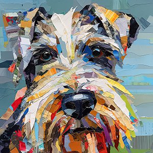 Paper Schnauzer Portrait - Dog paintings