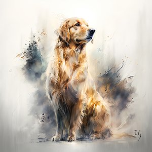 Dog Golden Retriever Looking Left Painting - Art
