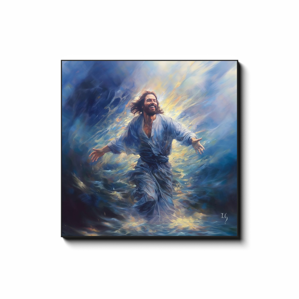 Calmly Conquering the Currents - Smiling Jesus Paintings