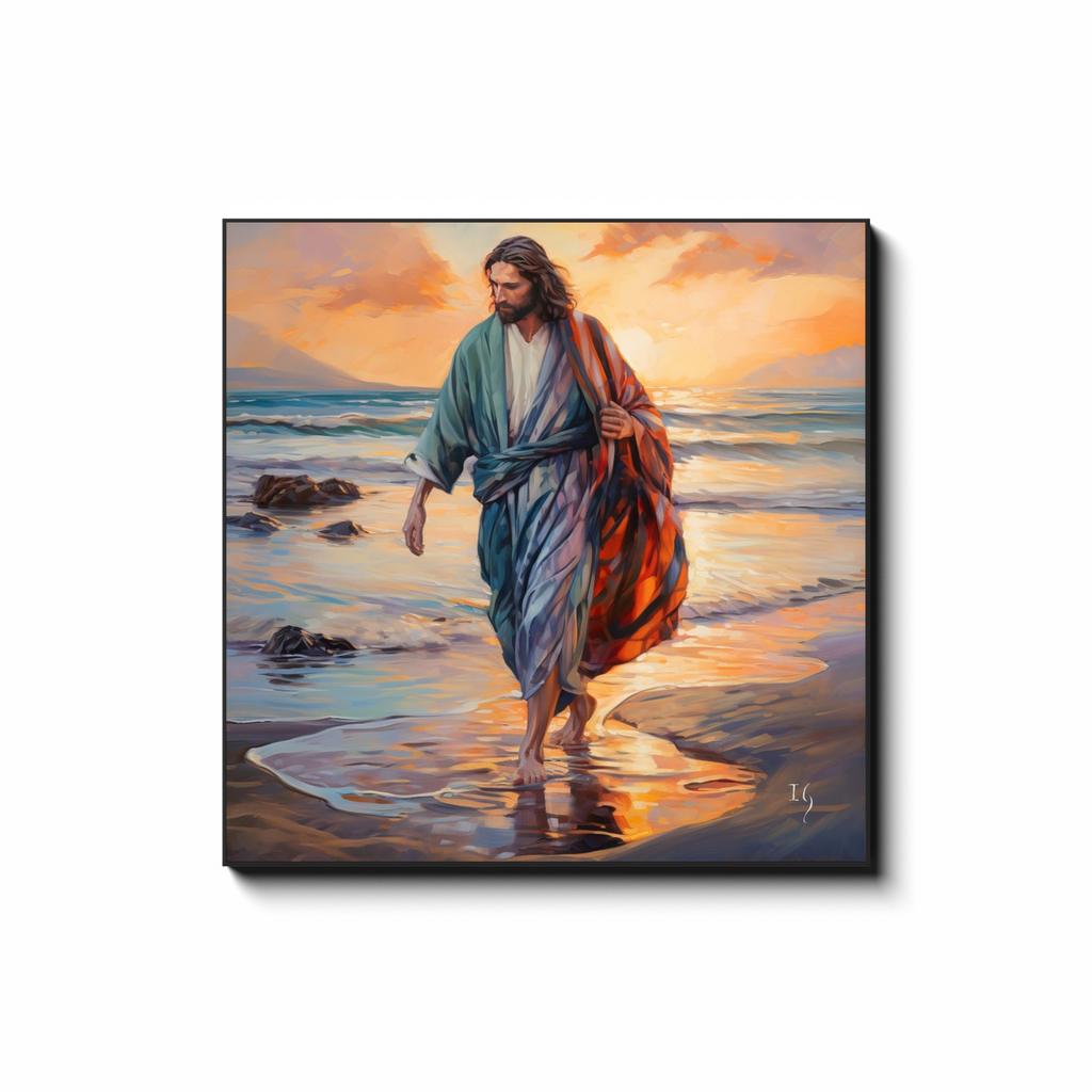 Footprints of Faith - Smiling Jesus Paintings