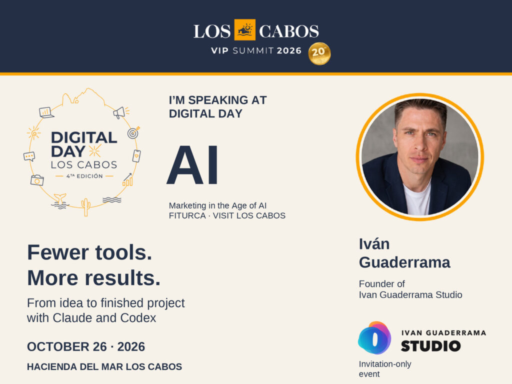 Ivan Guaderrama speaker card for Digital Day Los Cabos 2026, hosted by FITURCA / Visit Los Cabos at Hacienda del Mar